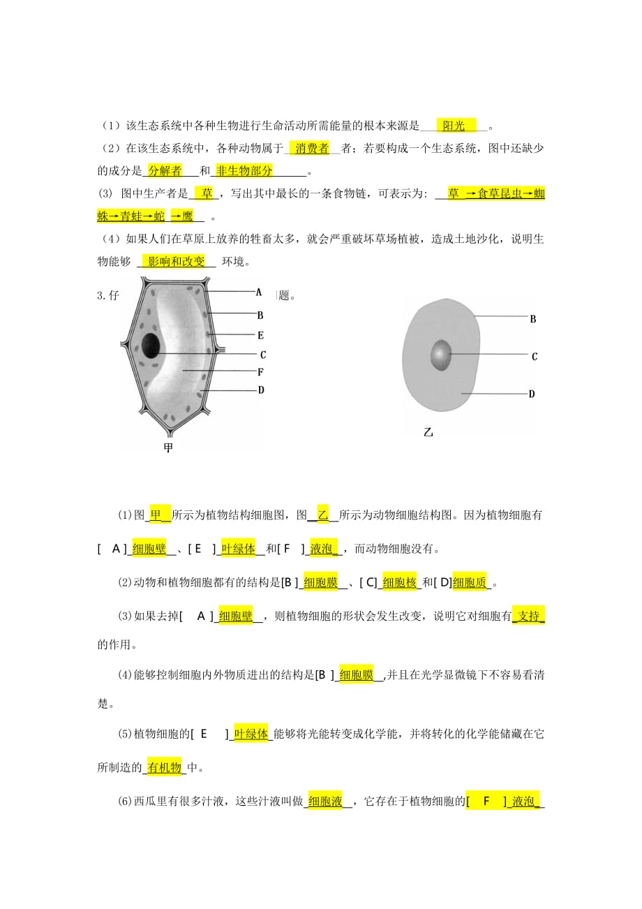 新人教版七年级生物上册识图题.doc_第2页