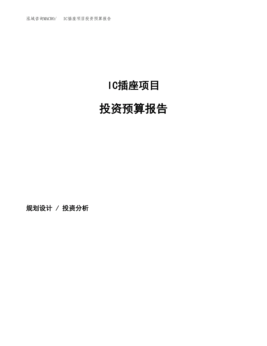 IC插座项目投资预算报告_第1页