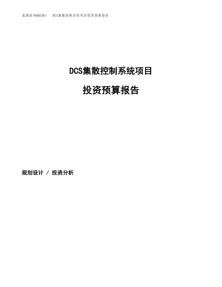 DCS集散控制系统项目投资预算报告_第1页