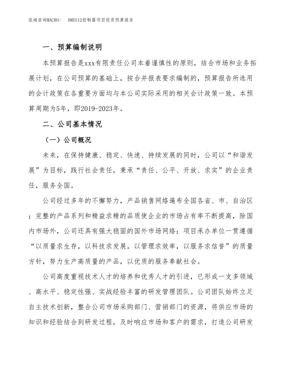 DMX512控制器项目投资预算报告_第2页