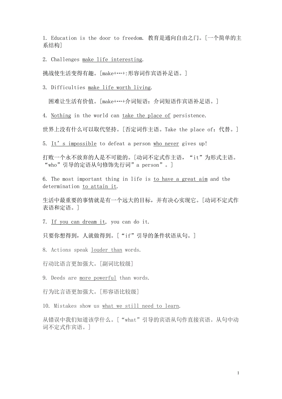 经典英语语法100句资料_第1页