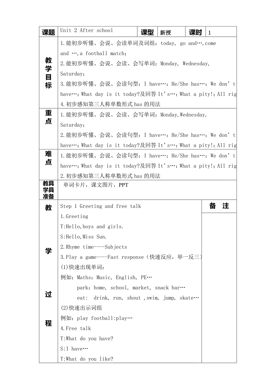 新译林牛津小学英语四年级下册unit2教案.doc_第1页