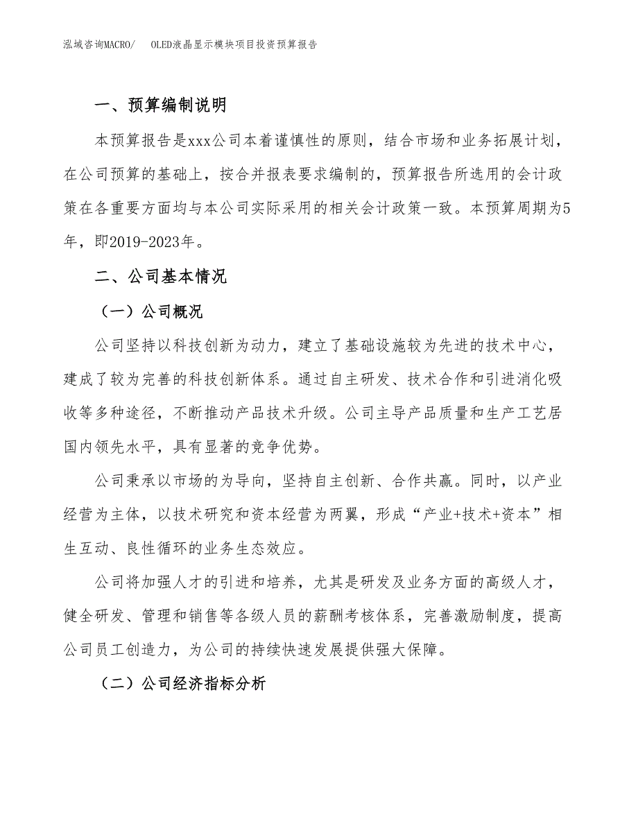 OLED液晶显示模块项目投资预算报告_第2页