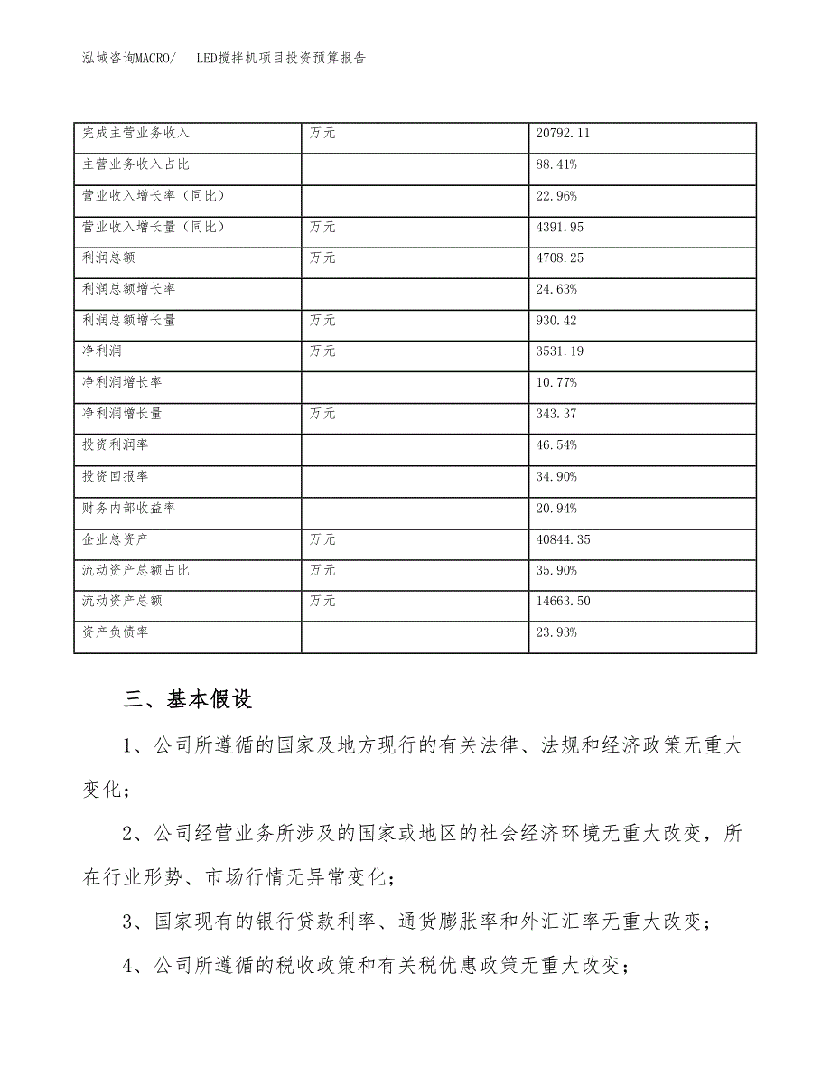 LED搅拌机项目投资预算报告_第4页