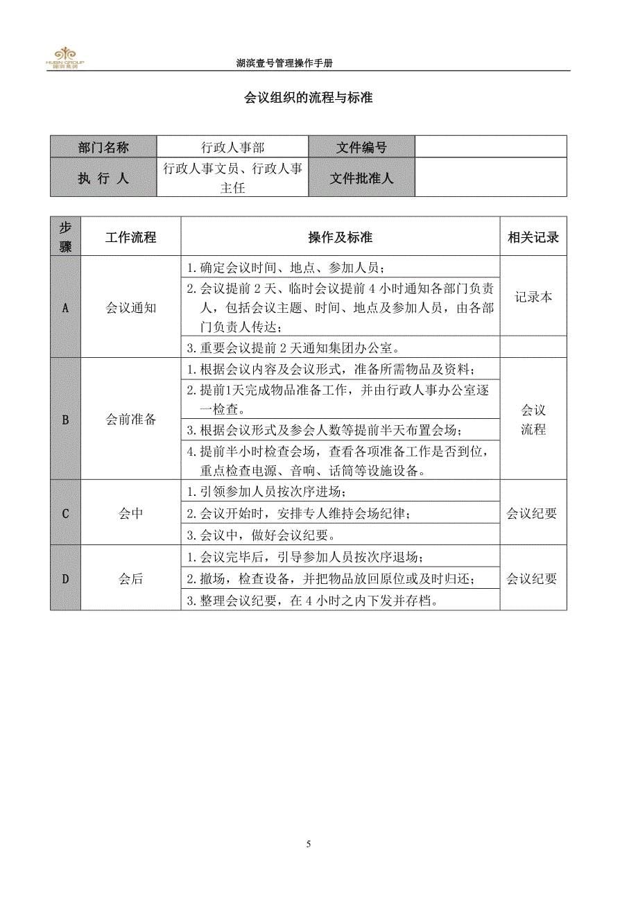 行政人事部工作流程与标准资料_第5页