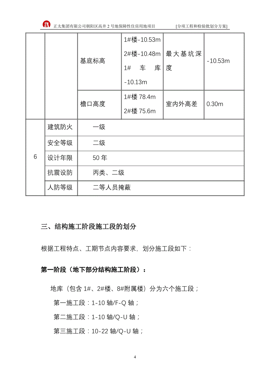 朝阳北路分项工程和检验批划分方案资料_第4页