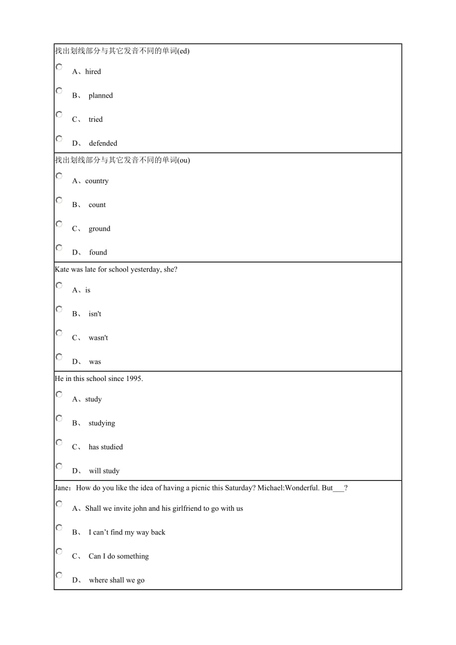 成人期末高等英语1-4网作业.doc_第4页