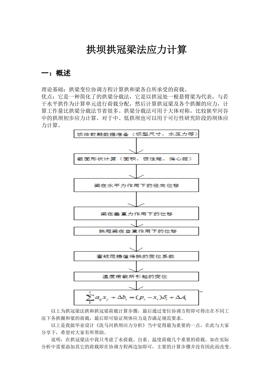 拱坝拱冠梁法应力计算.doc_第1页