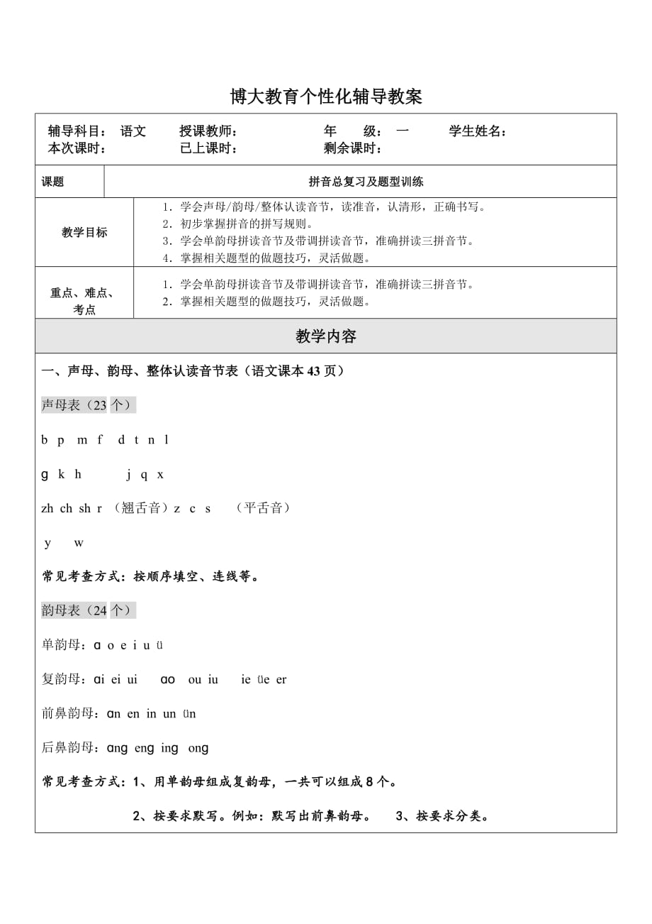 拼音总复习及题型训练.doc_第1页