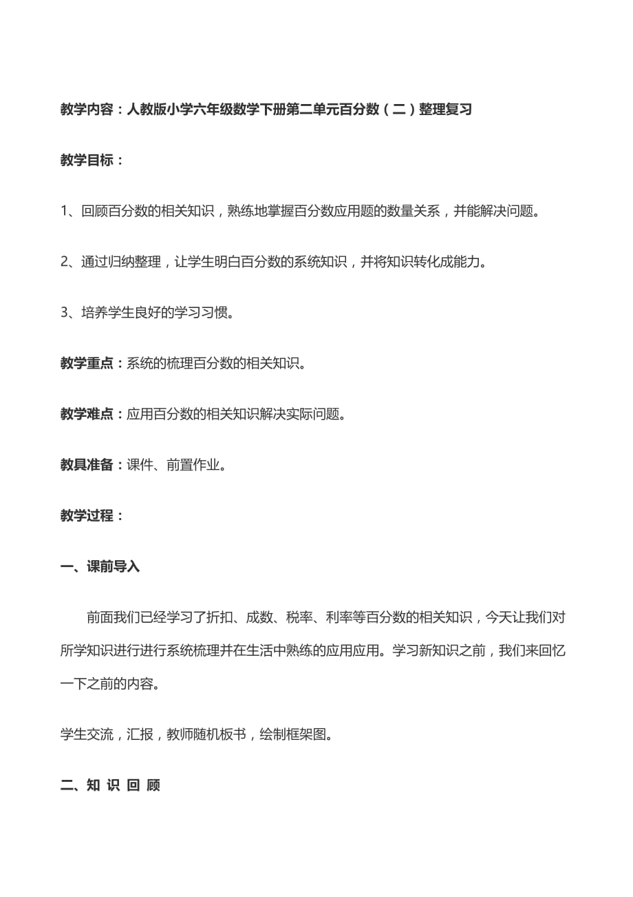 数学人教版六年级下册百分数（二）整理与复习_第1页