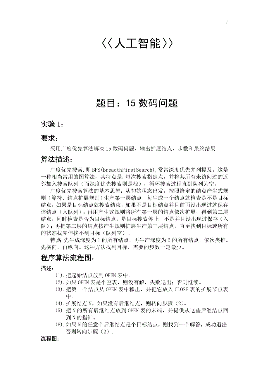 15数码问答题的解决算法(算法和具体代码)_第1页