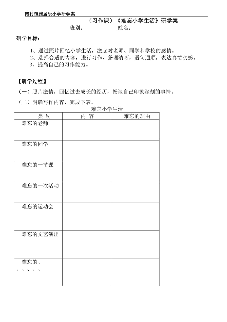 六年级人教版语文下册综合性学习：难忘小学生活_第1页