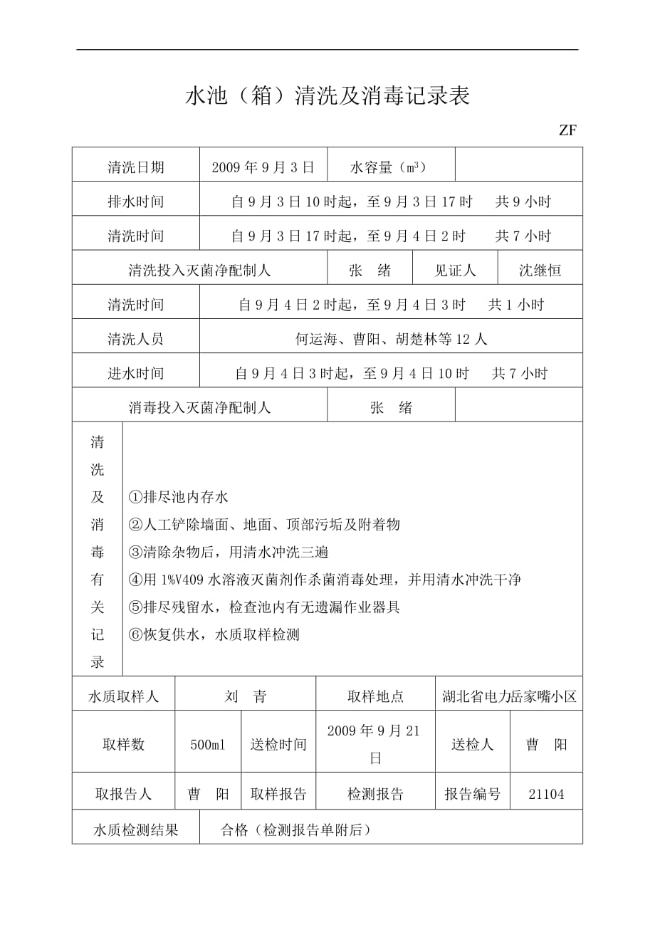 小区二次供水水箱清洗消毒记录表.doc_第2页