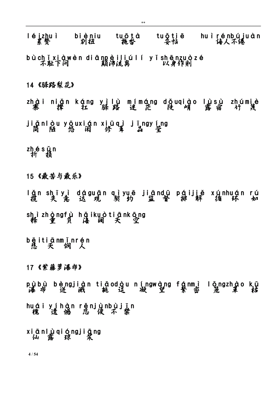 2019年度部编人教出版语文七年级下册复习材料资料(期末超全精)_第4页