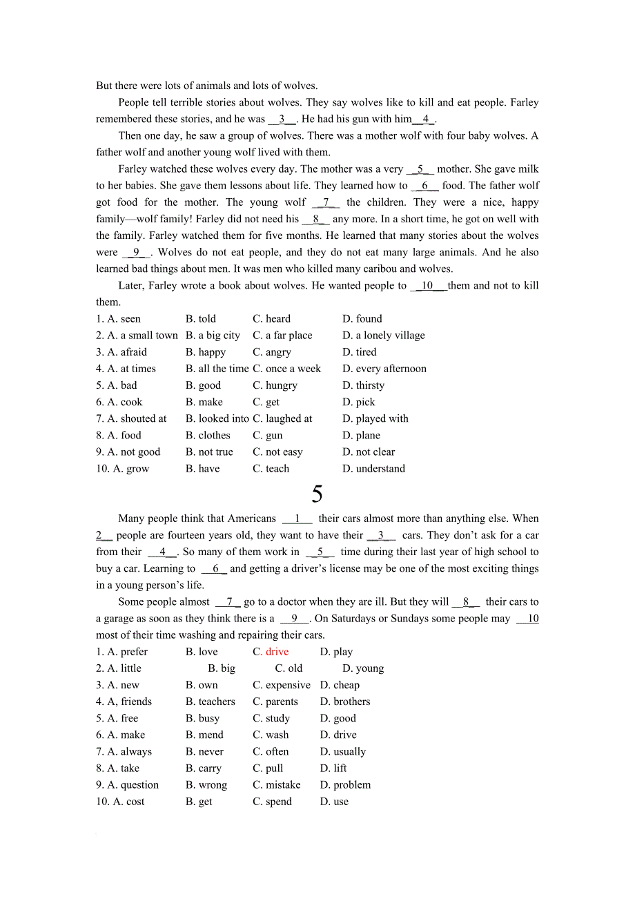 初中英语阅读完形填空100篇(一)配答案详解.doc_第3页