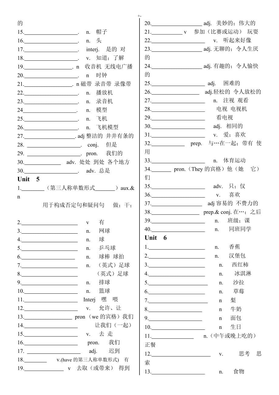 2018年度最新整编汇总版人教出版七年级上英语单词中文_第5页