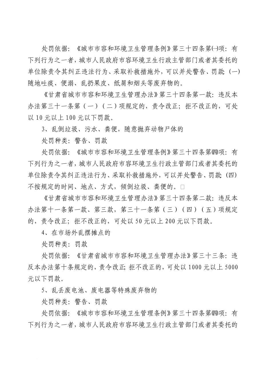 天水市城市管理综合行政执法局行政执法依据.doc_第5页