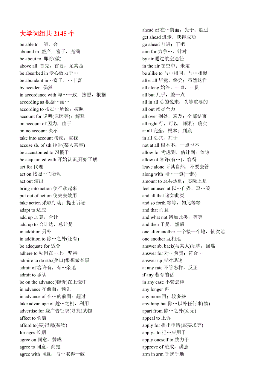 大学英语词组共2145个.doc_第1页