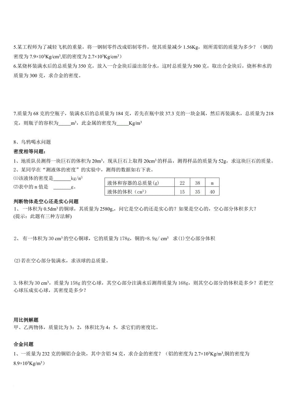 初二物理质量和密度计算题多套含答案20161225.doc_第3页