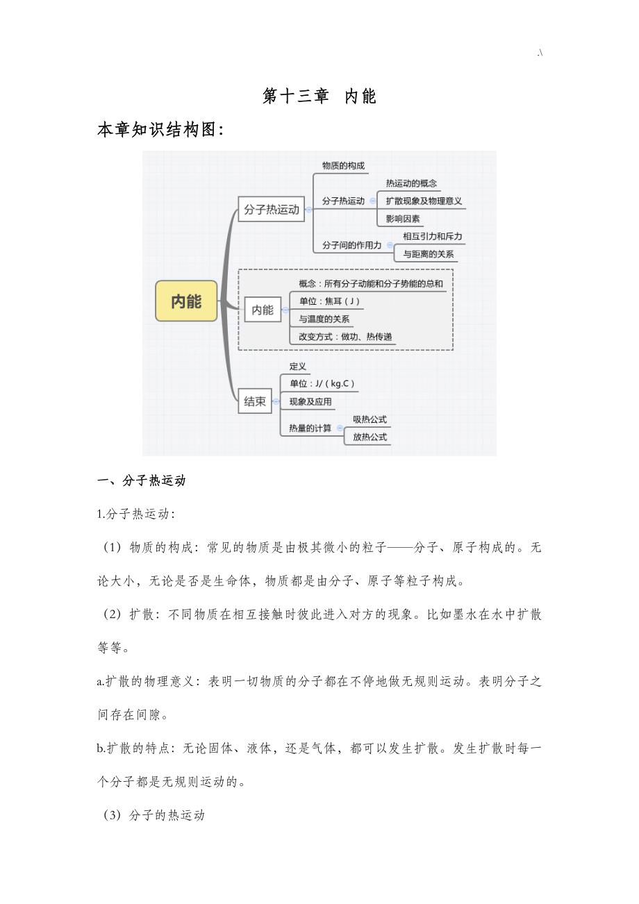 2019年度九年级物理各章节知识材料点学习总结(新编最完整)_第1页