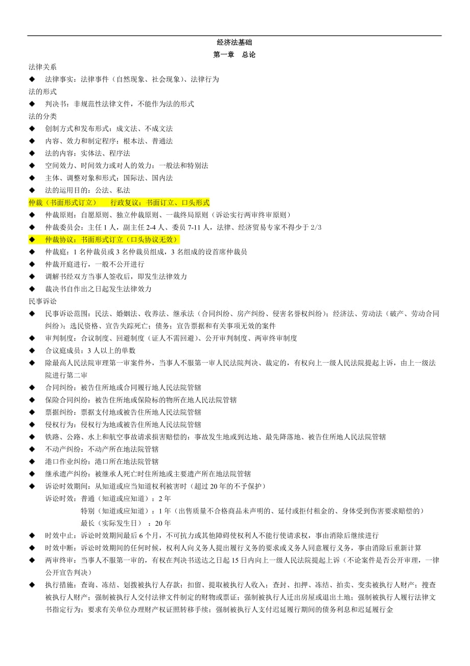 初级经济法基础重点归纳.doc_第1页