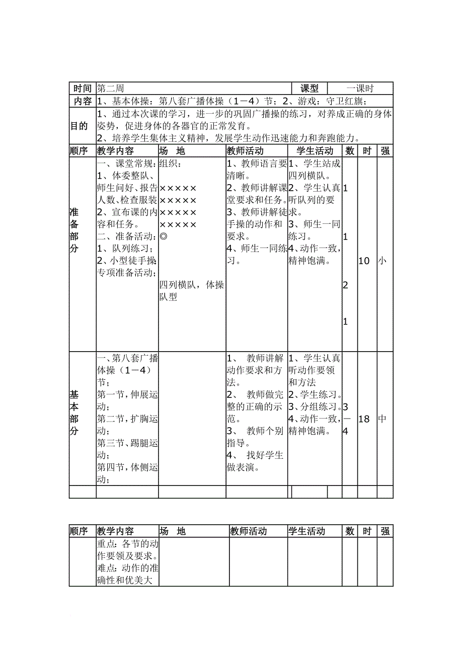 小学四年级体育全套教案带表格式.doc_第4页