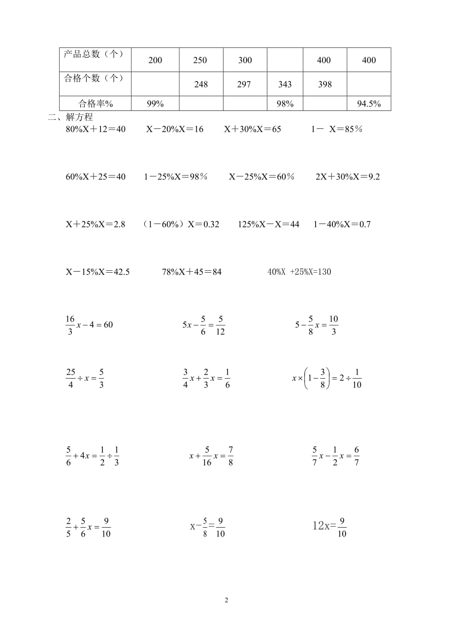 北师大六年级数学上册百分数练习题.doc_第2页