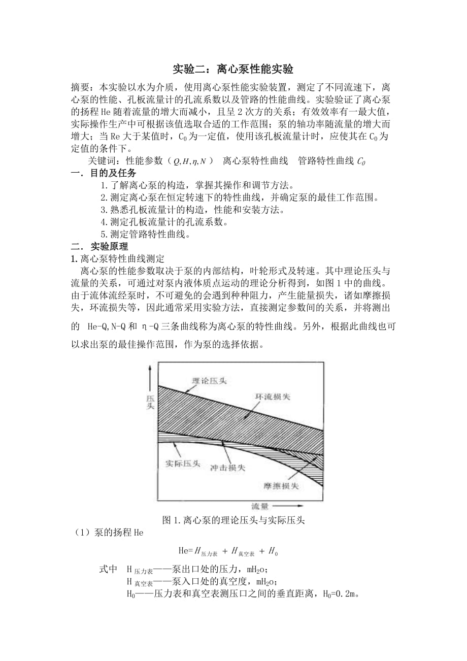 化工原理实验报告离心泵的性能试验北京化工大学.doc_第2页