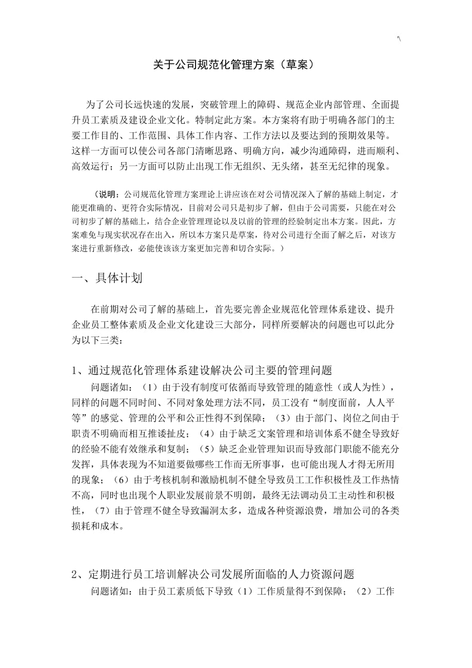 公司的标准规范化管理计划方案方针_第1页