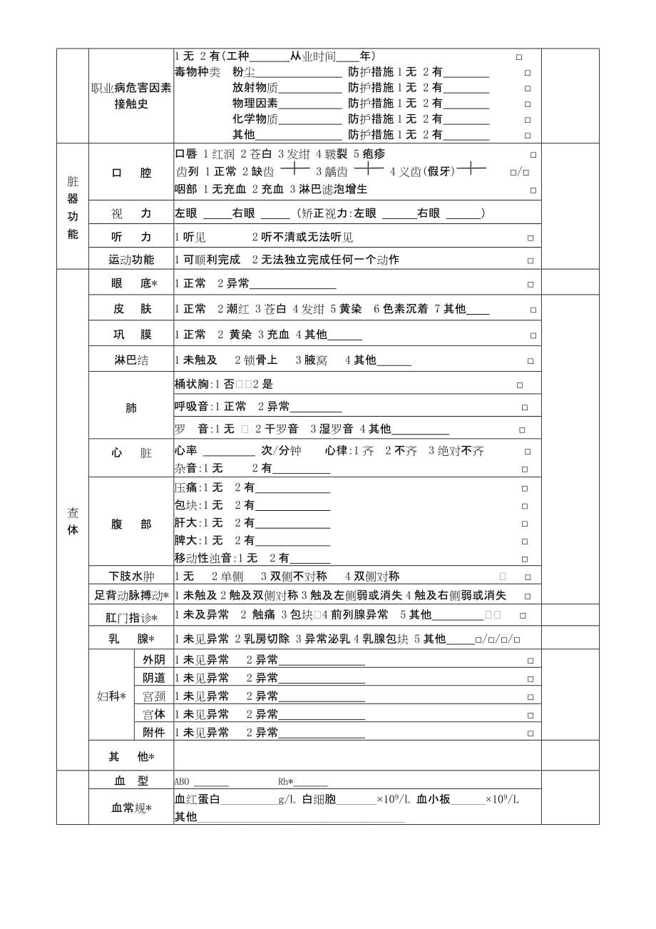 国家基本公共卫生服务项目健康体检表.doc_第2页