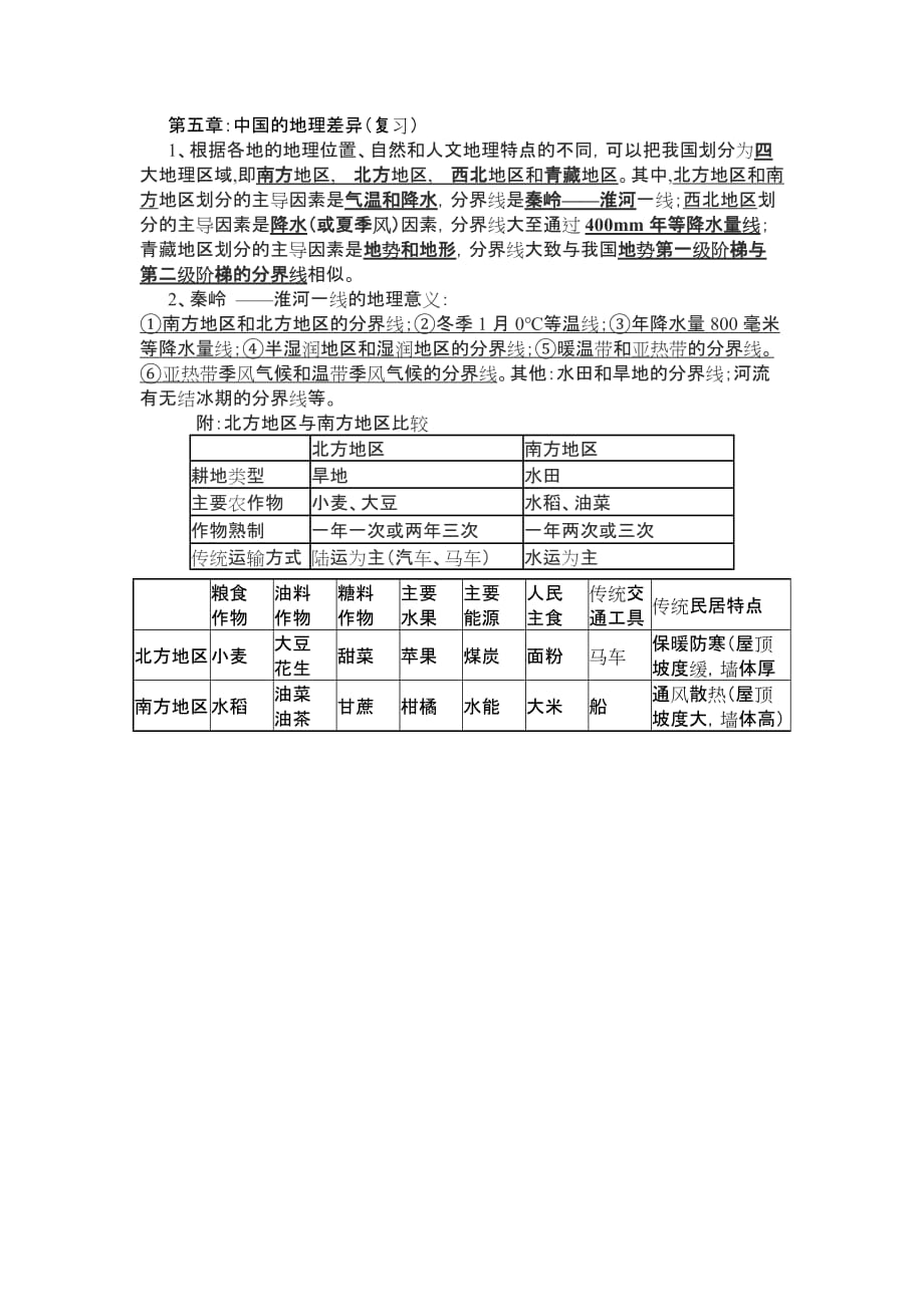 地理人教版八年级下册复习《中国的地理差异》_第1页