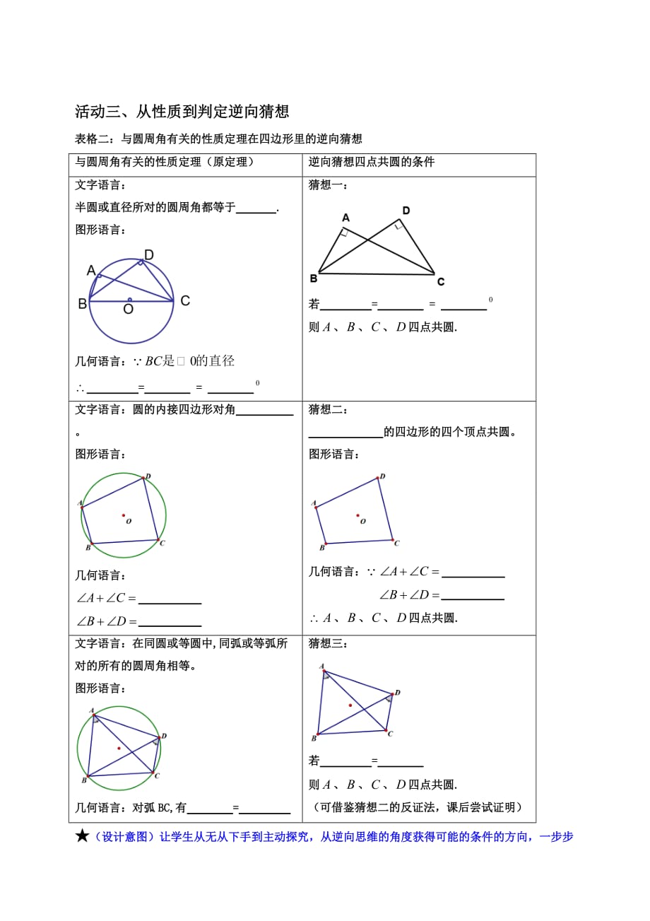 数学九年级上册探究四点共圆的条件（教学设计）_第3页