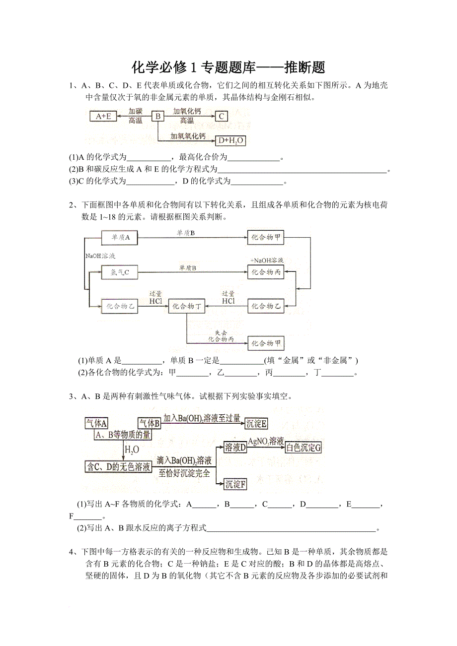 化学必修1推断题专题.doc_第1页