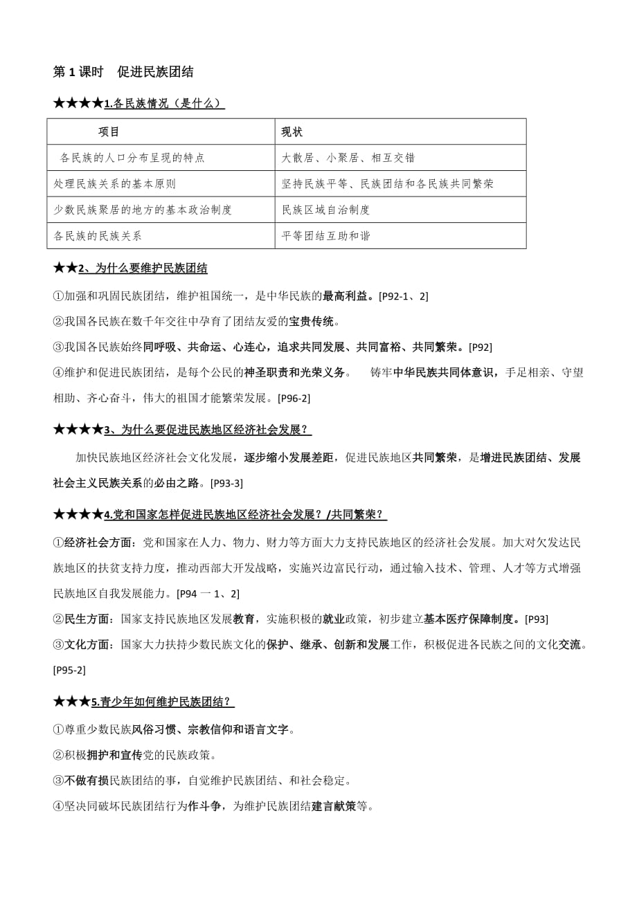 2019-2020学年部编版九年级道德与法治上册知识点：第四单元 和谐与梦想_第2页