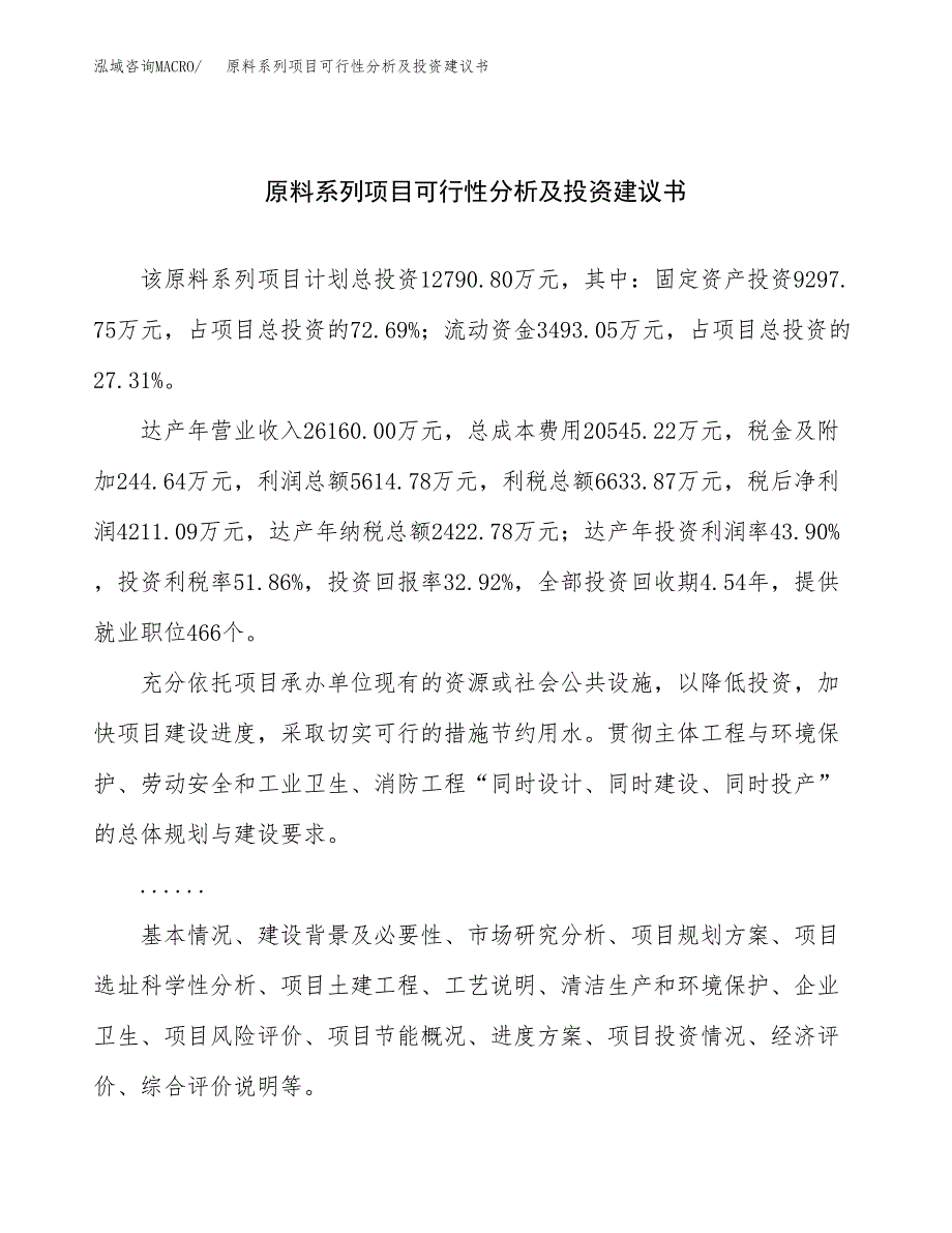 原料系列项目可行性分析及投资建议书.docx_第1页