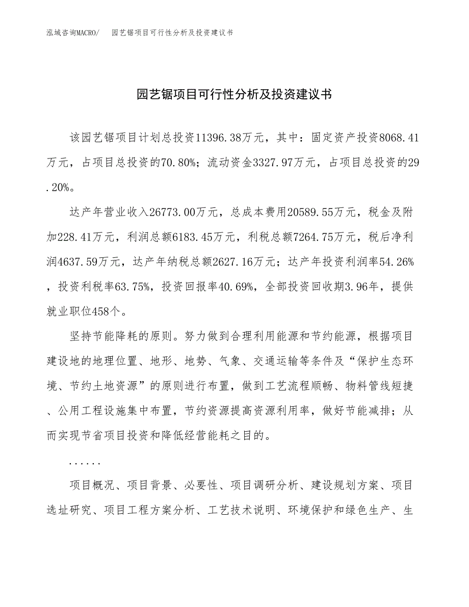 园艺锯项目可行性分析及投资建议书.docx_第1页