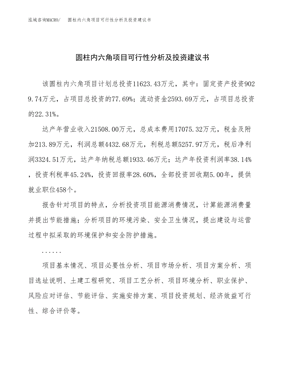 圆柱内六角项目可行性分析及投资建议书.docx_第1页