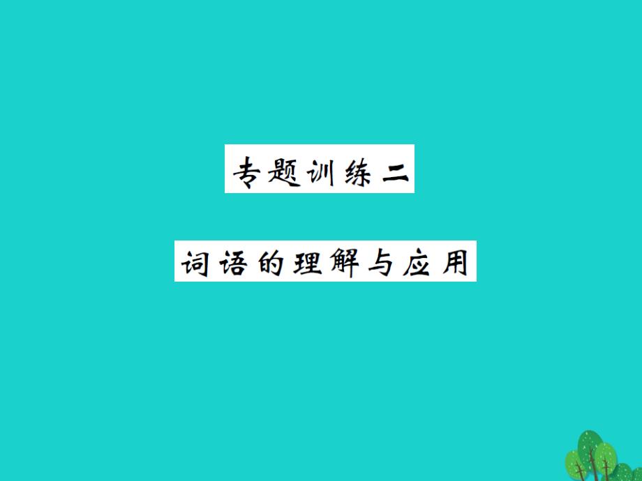 2016年九年级语文上册 专题训练二 词语的理解与应用课件 新人教版_第1页