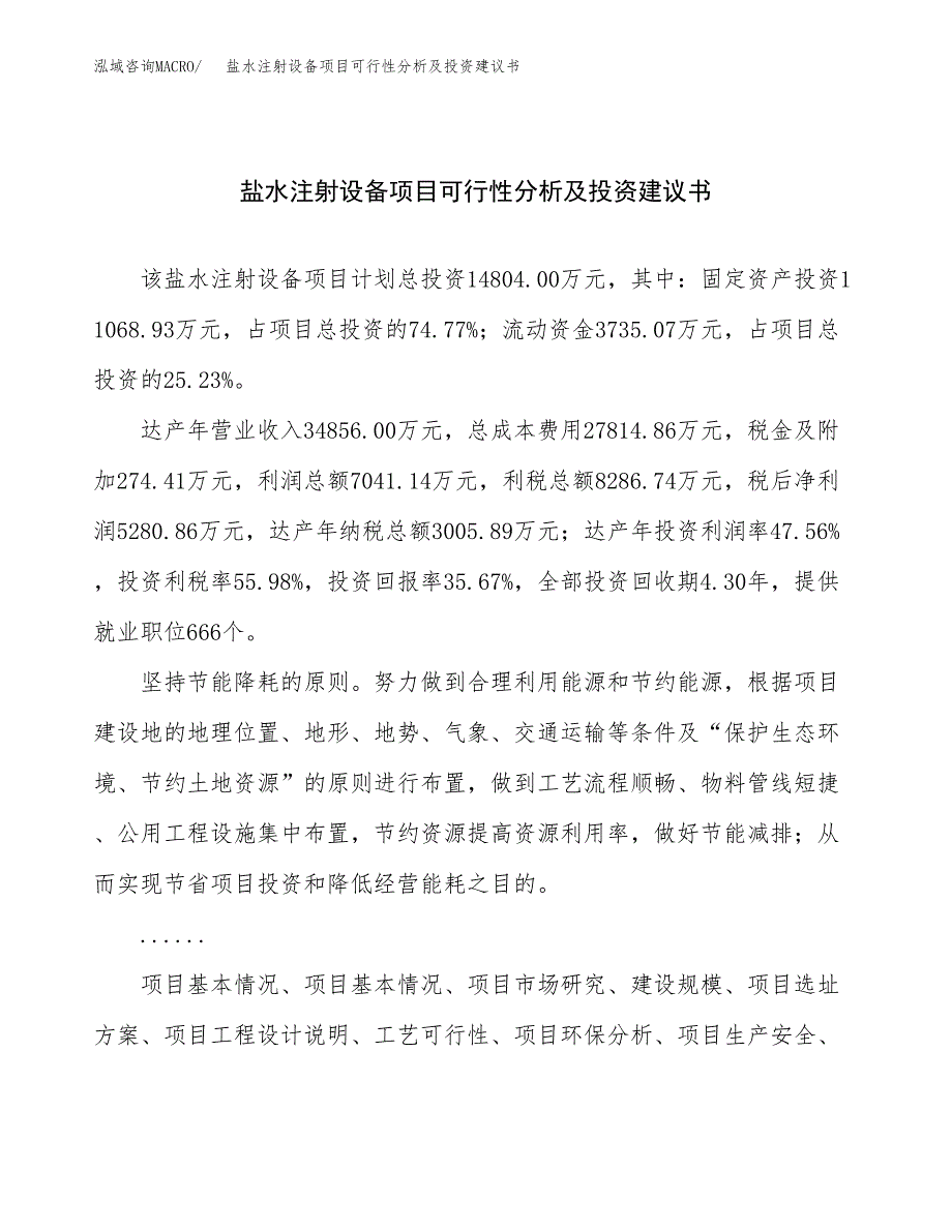 盐水注射设备项目可行性分析及投资建议书.docx_第1页