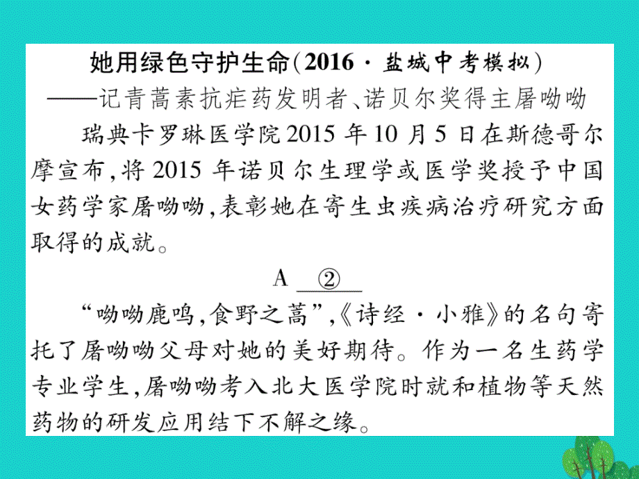 2016年秋八年级语文上册 第二单元 双休作业（四）课件 （新版）苏教版_第2页