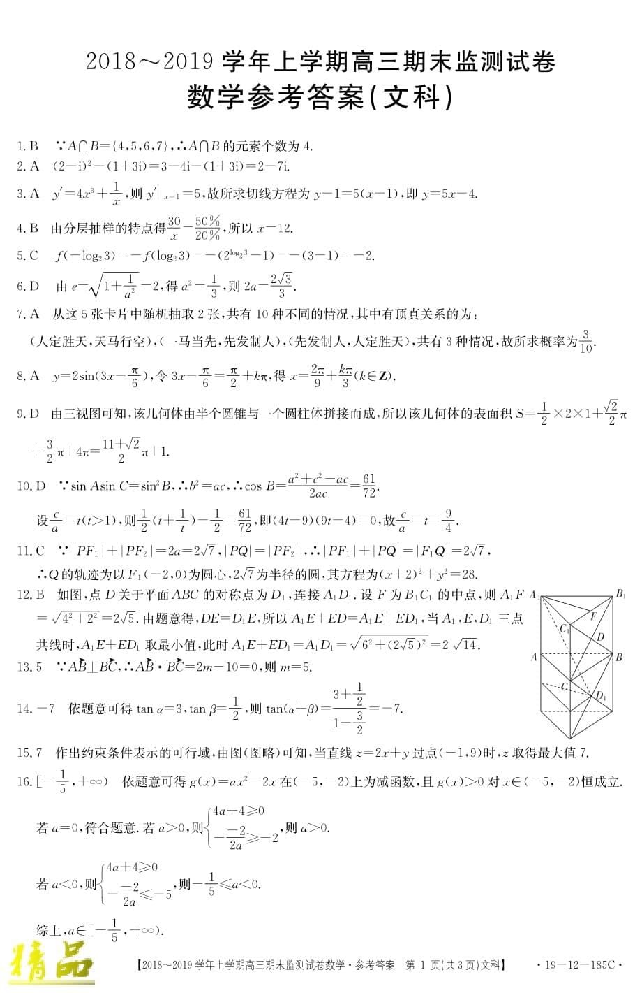 云南省楚雄州元谋县一中2019届高三数学上学期期末考试试题文_第5页