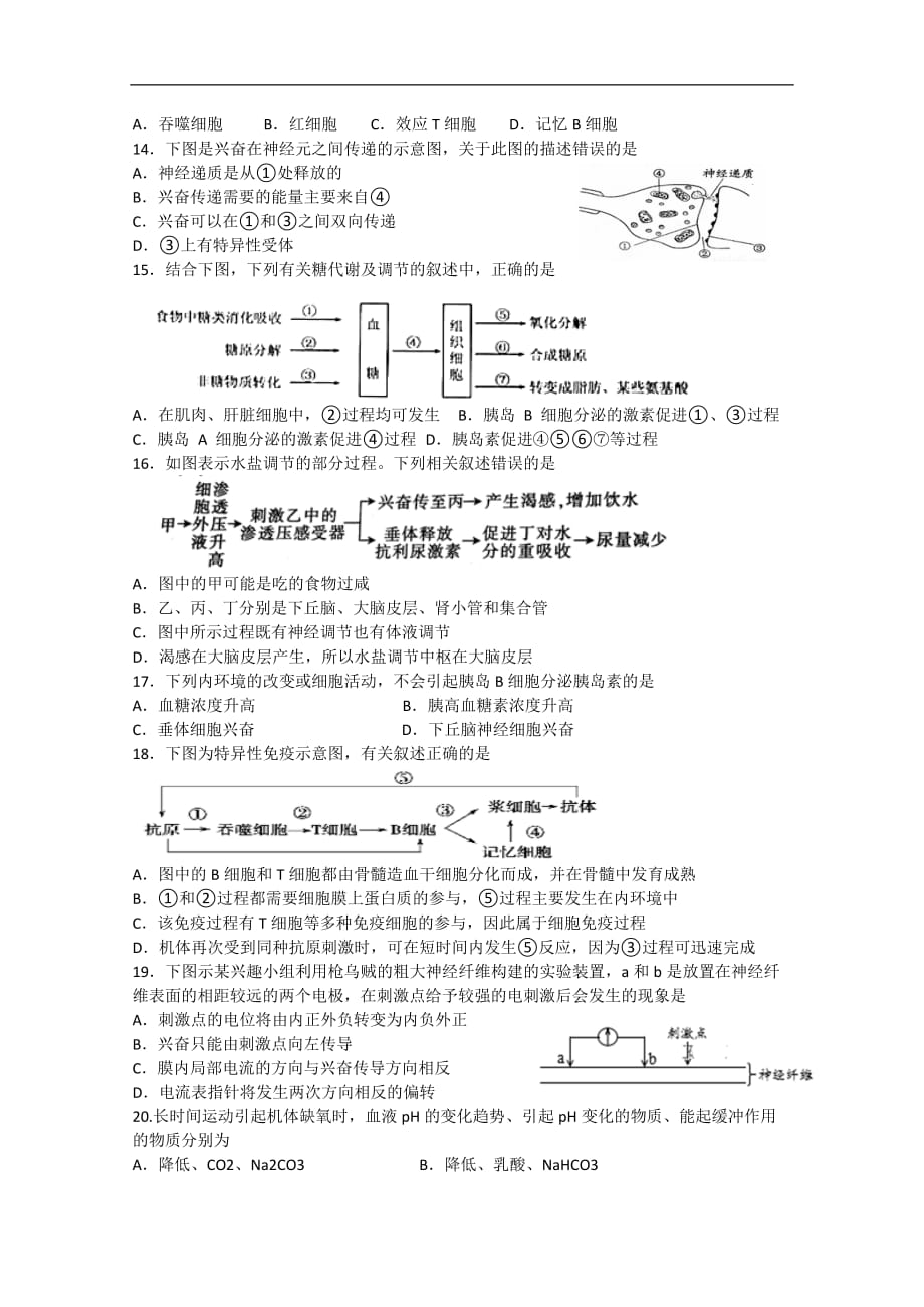 河北省2019_2020学年高二生物10月月考试题_第2页