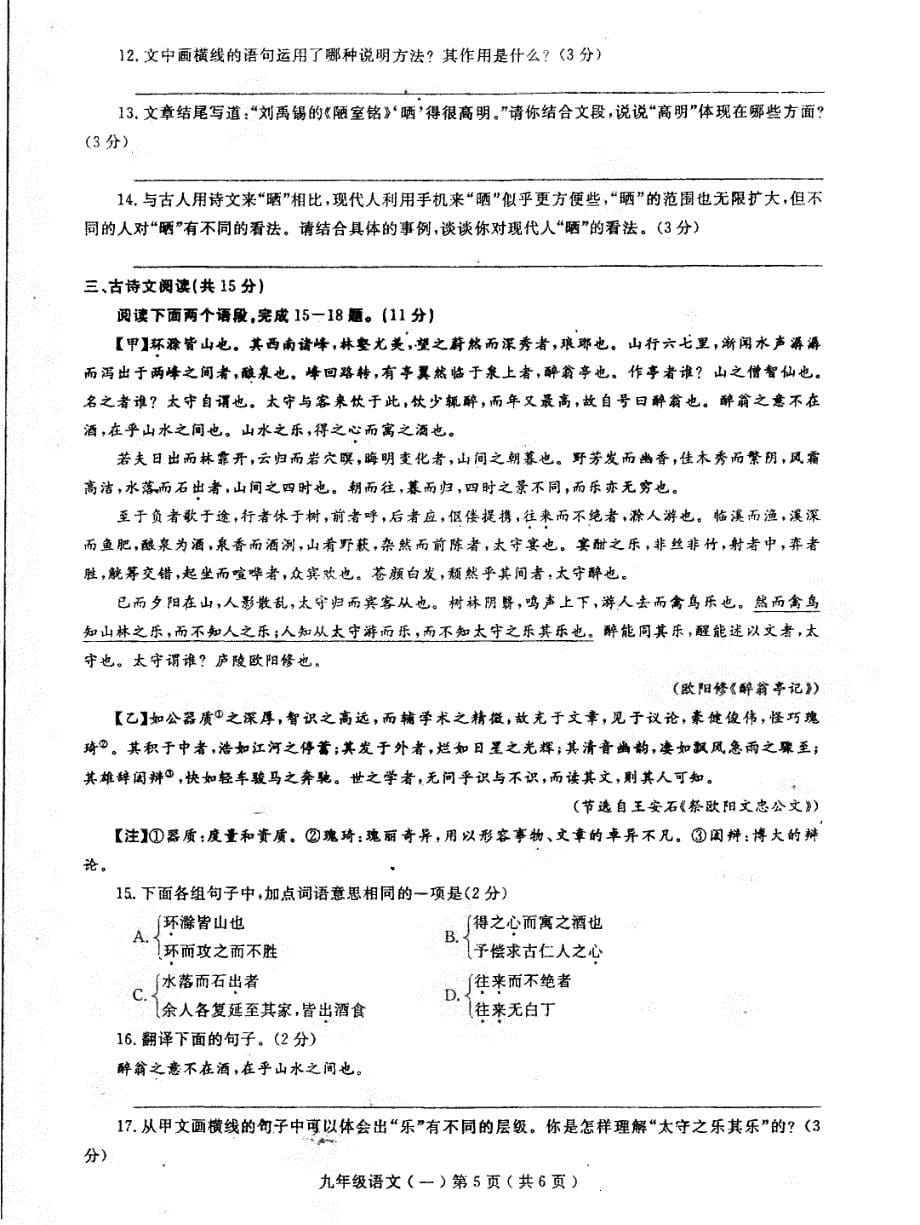 河南省2018年初中中招适应性测试语文试题（一）（PDF版）_8059704.pdf_第5页