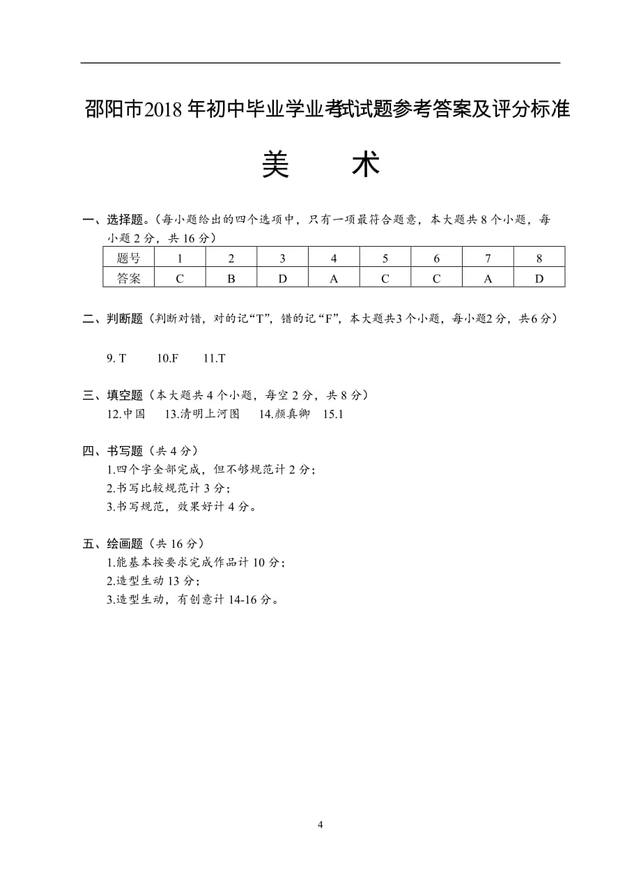 湖南省邵阳市2018年中考美术试题（word版含答案）_8116714.doc_第4页