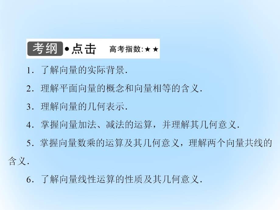 2017届高考数学大一轮复习 第四章 平面向量、数系的扩充与复数的引入 第1课时 平面向量的概念及线性运算课件 文 北师大版_第3页