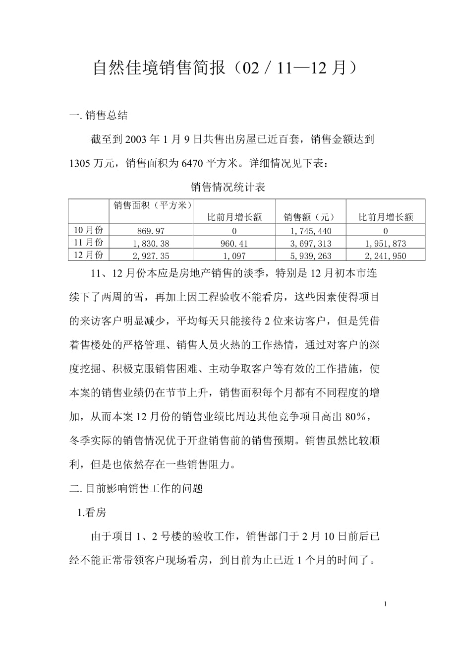 （营销技巧）自然佳境销售简报2_第1页