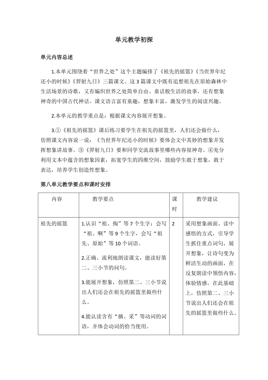 人教部编版二年级语文下册 8单元教学初探教案_第1页