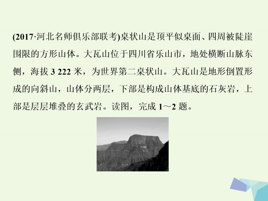 2018年高考地理大一轮复习 第四章 地表形态的塑造 第11讲 营造地表形态的力量（模拟精选演练提升）课件_第1页