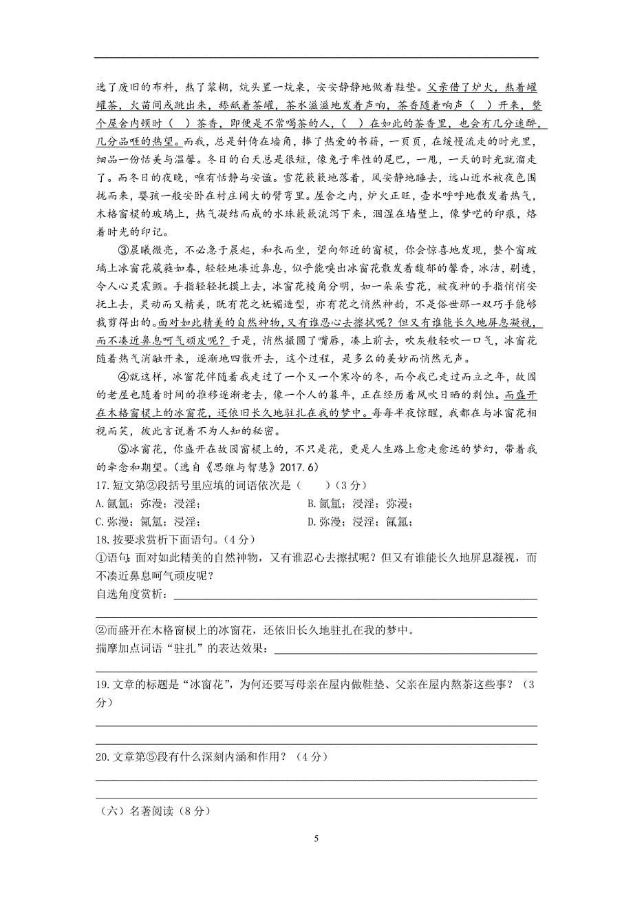 江苏省宿迁市沭阳如东中学2017年中考模拟语文试题_6398372.doc_第5页