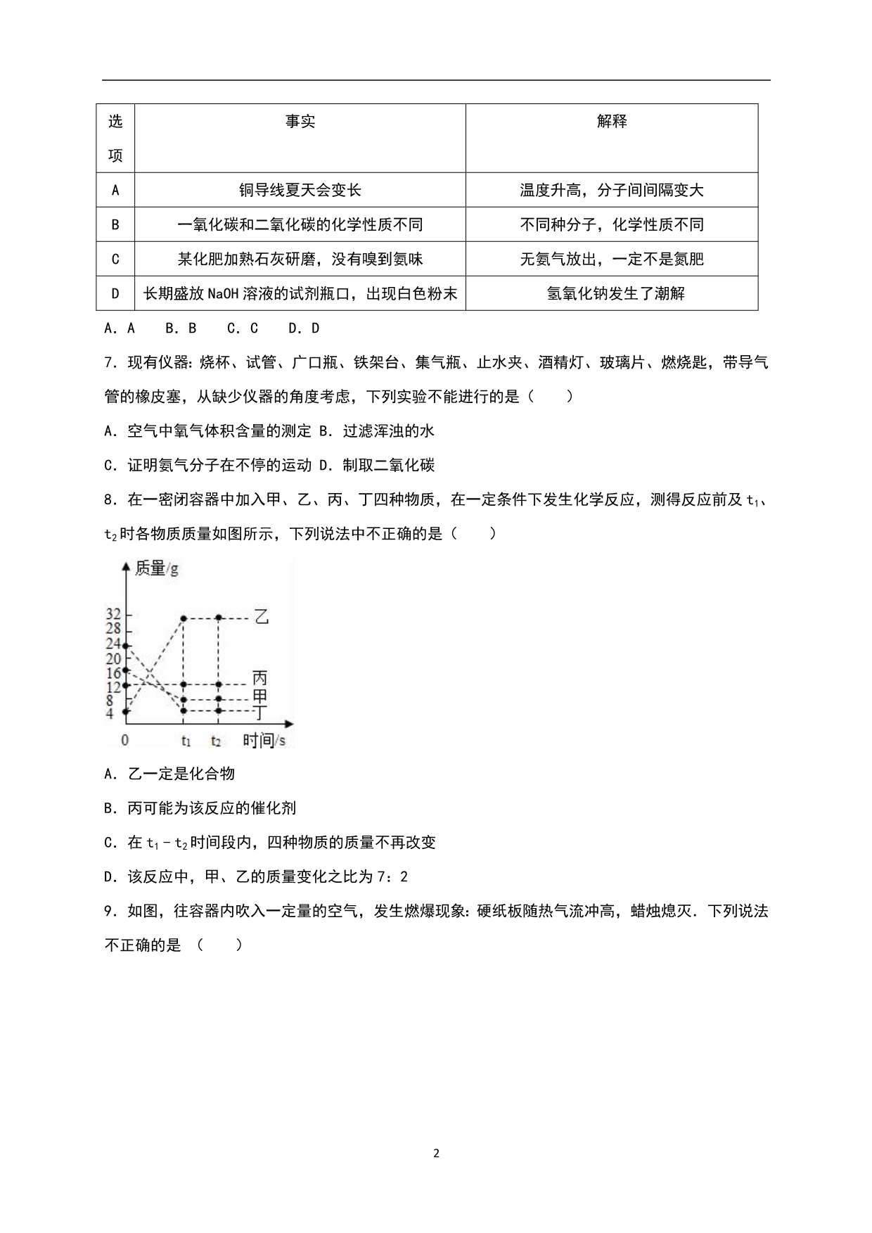 江苏省淮安市开明中学2016年中考化学二模试卷（解析版）_6072685.doc_第2页